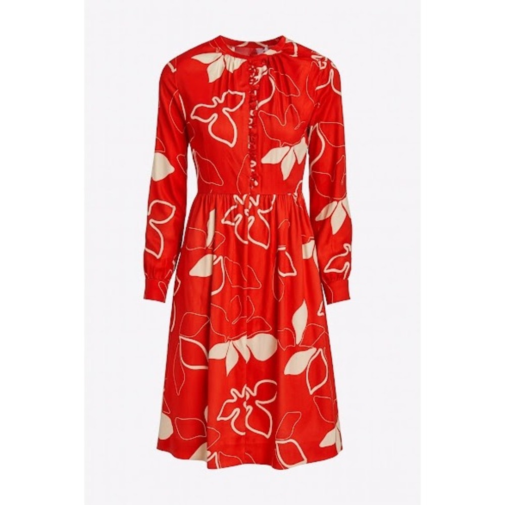 Vintage Bleeker Street Red White Floral Midi Dress 70s ILGWU Jonathan Logan